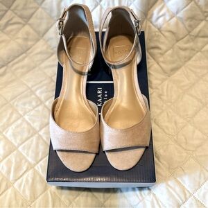 Kaari Blue Women’s Danni Low Heel Ankle Strap Sandals,Color Blush Suede,Size 7.5